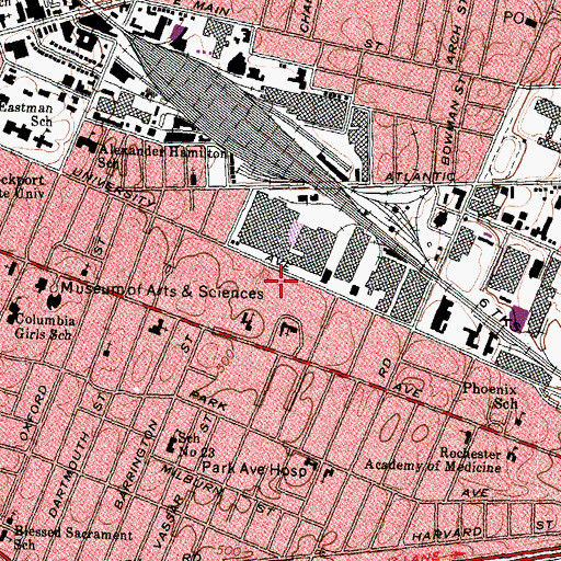 Topographic Map of Rochester Fire Department Truck 4, NY