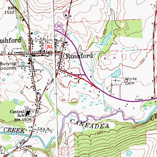 Topographic Map of Rushford Volunteer Fire Department, NY