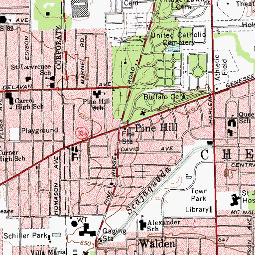 Topographic Map of Pine Hill Hose Company 5, NY