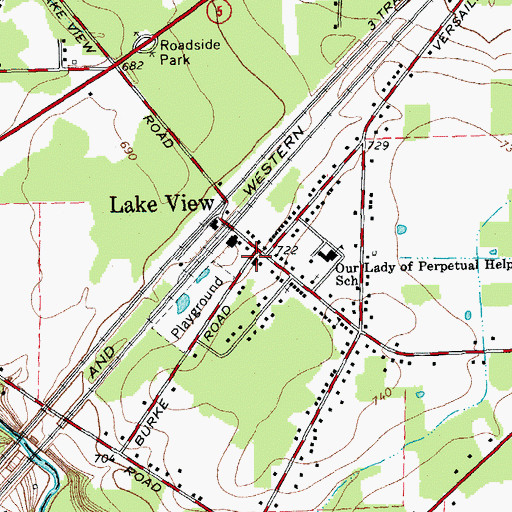 Topographic Map of Lake View Fire Station 1, NY