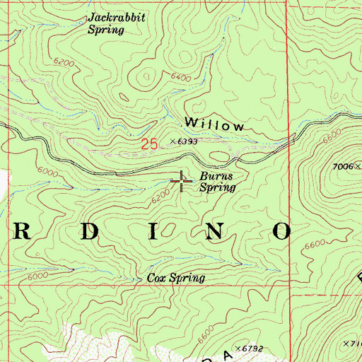 Topographic Map of Burns Spring, CA
