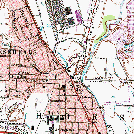 Topographic Map of Horseheads Fire Department, NY