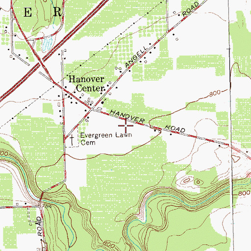 Topographic Map of Hanover Center Fire Department, NY