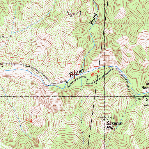 Topographic Map of Burnt Camp Creek, CA