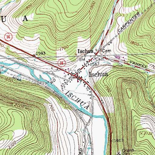 Topographic Map of Ischua Fire Department, NY