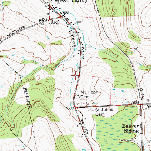 Topographic Map of West Valley Fire Department, NY