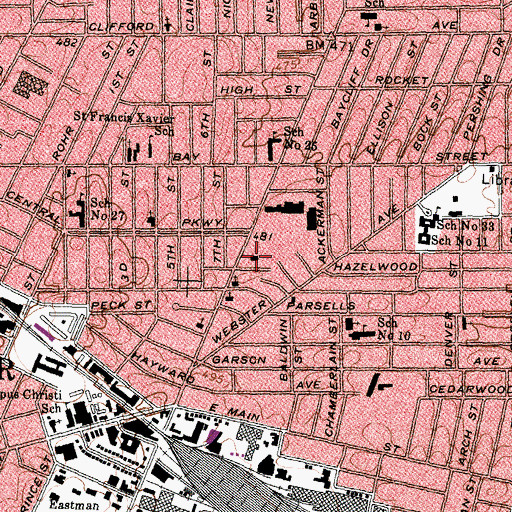 Topographic Map of Rochester Fire Department Engine 9, NY