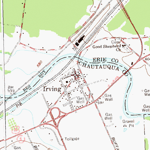 Topographic Map of Irving Fire Department, NY
