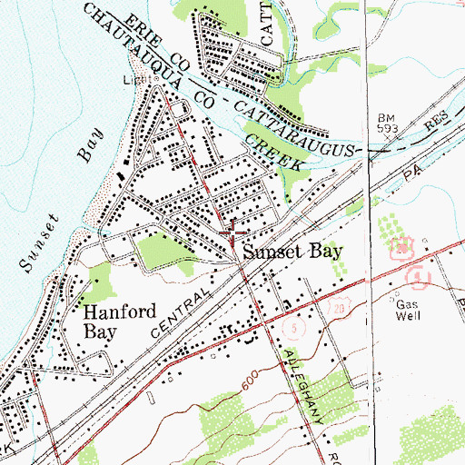 Topographic Map of Sunset Bay Volunteer Fire Department, NY