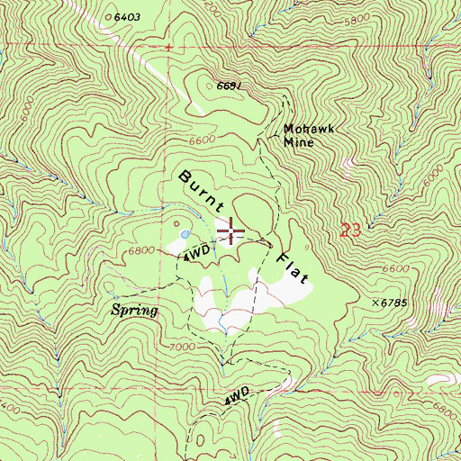 Topographic Map of Burnt Flat, CA