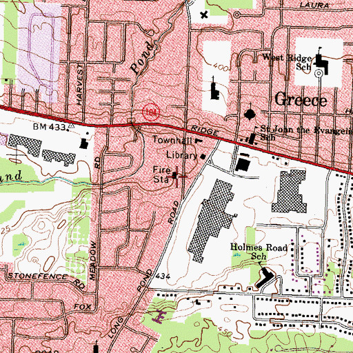 Topographic Map of Ridge Road Volunteer Fire Department Station 1, NY