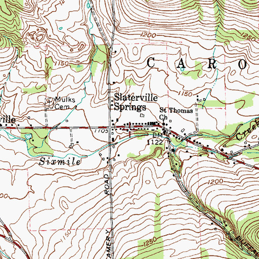 Topographic Map of Slaterville Springs Volunteer Fire Station, NY