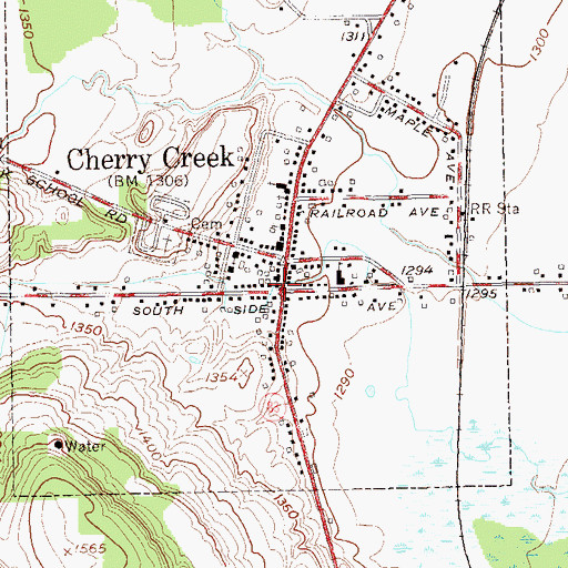Topographic Map of Cherry Creek Fire Department, NY