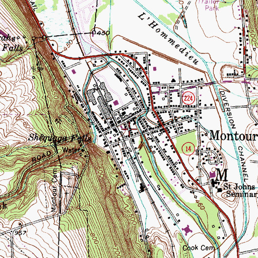 Topographic Map of Montour Falls Fire Department, NY