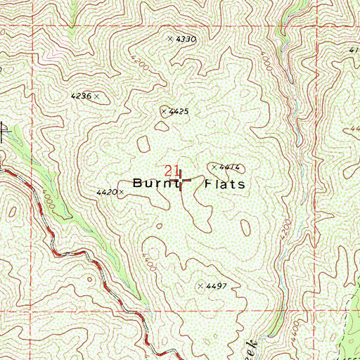 Topographic Map of Burnt Flats, CA