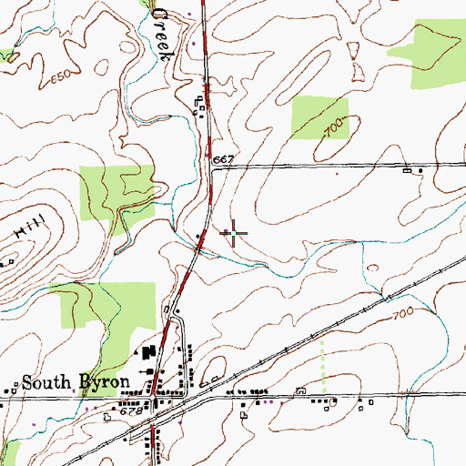 Topographic Map of South Byron Volunteer Fire Company, NY