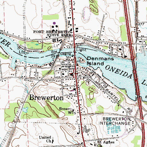 Topographic Map of Brewerton Fire Department, NY
