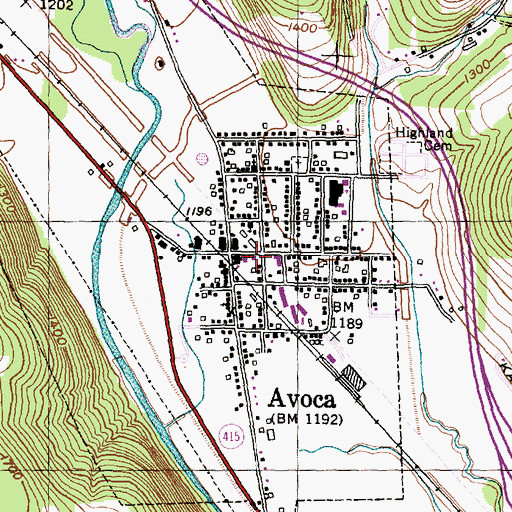 Topographic Map of Avoca Fire Department Hose Company 1, NY