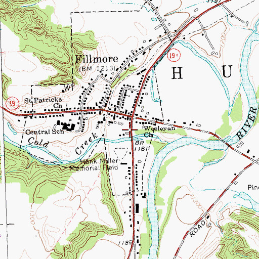 Topographic Map of Fillmore Fire Department, NY