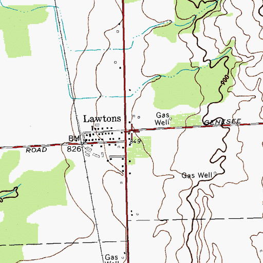 Topographic Map of Lawtons Volunteer Fire Company, NY