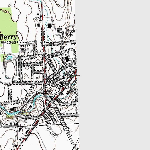 Topographic Map of Perry Fire Department, NY