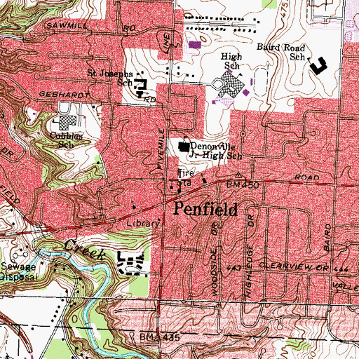 Topographic Map of Penfield Fire Company, NY