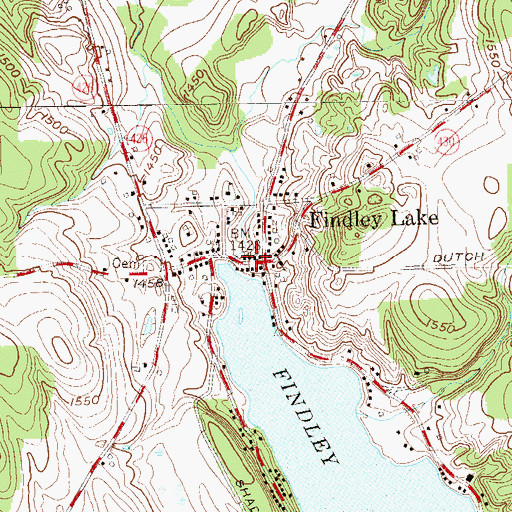 Topographic Map of Findlay Lake Volunteer Fire Department, NY