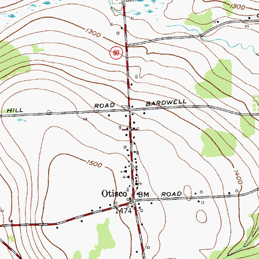 Topographic Map of Otisco Fire Department, NY