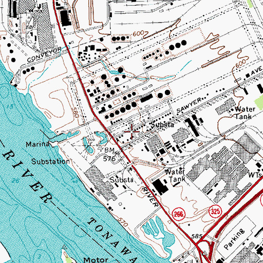 Topographic Map of River Road Volunteer Fire Department, NY
