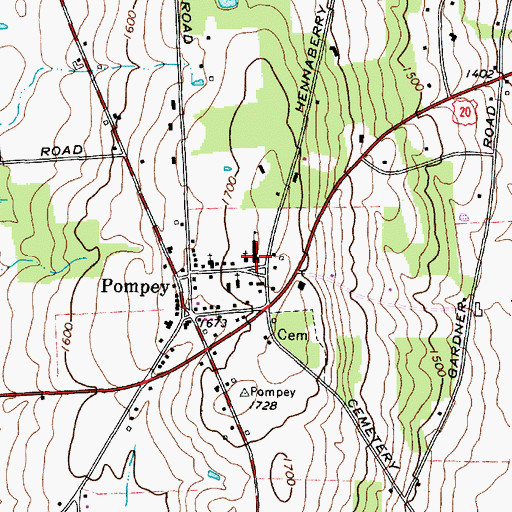 Topographic Map of Pompey Hill Fire Department, NY