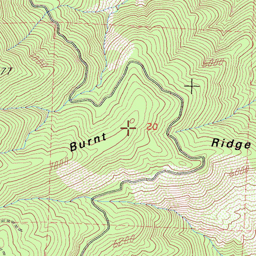 Topographic Map of Burnt Ridge, CA