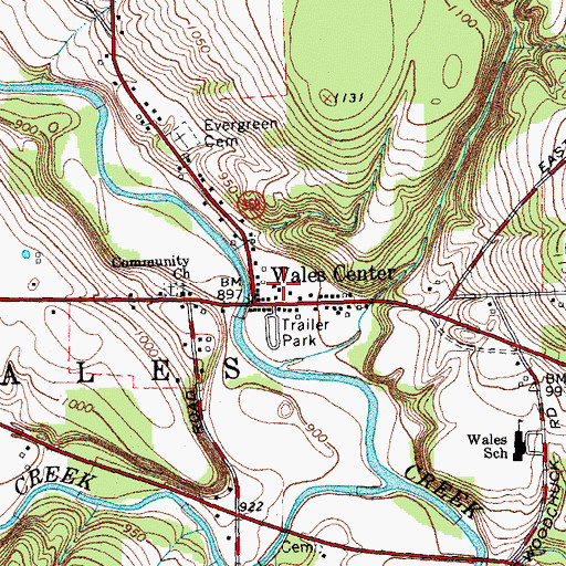 Topographic Map of Wales Center Fire Company, NY