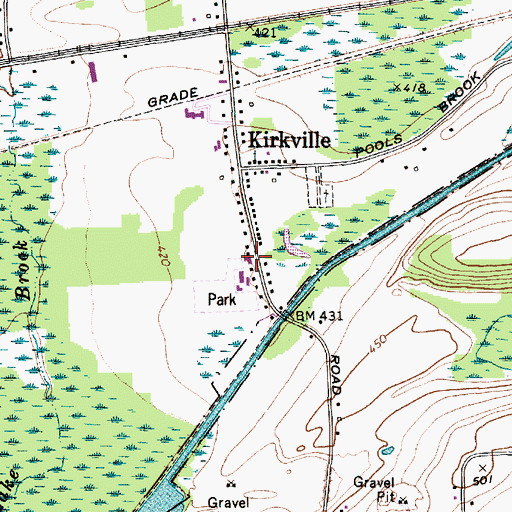 Topographic Map of Kirkville Fire Department, NY