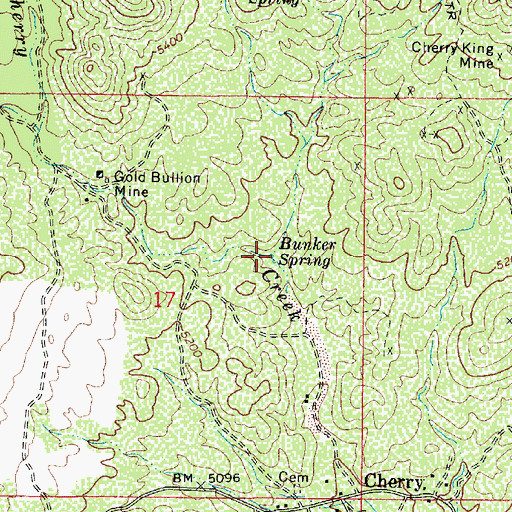 Topographic Map of Bunker Spring, AZ