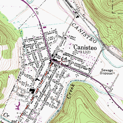 Topographic Map of Canisteo Fire Department, NY