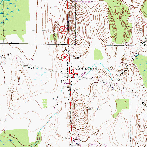 Topographic Map of Conquest Fire Company, NY