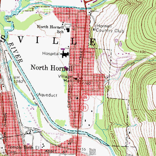 Topographic Map of North Hornell Volunteer Fire Company, NY