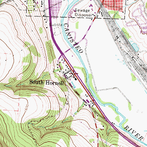 Topographic Map of South Hornell Fire Company, NY