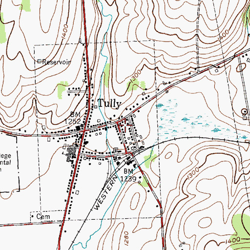 Topographic Map of Tully Fire Department, NY