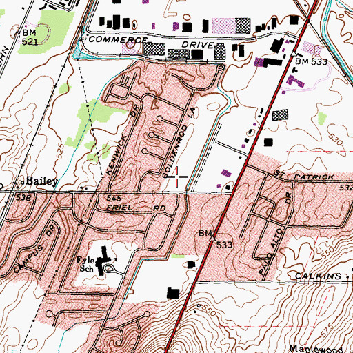 Topographic Map of Henrietta Fire District Station 4 Headquarters, NY