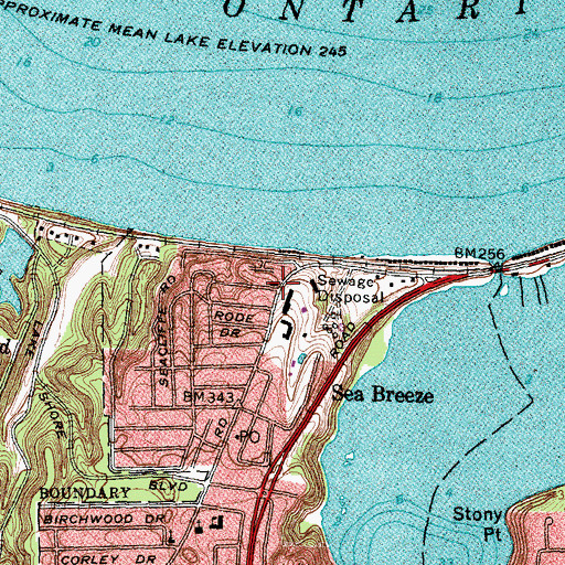 Topographic Map of Sea Breeze Volunteer Fire Department, NY