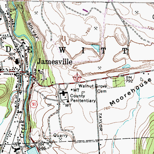 Topographic Map of Jamesville Fire Department, NY