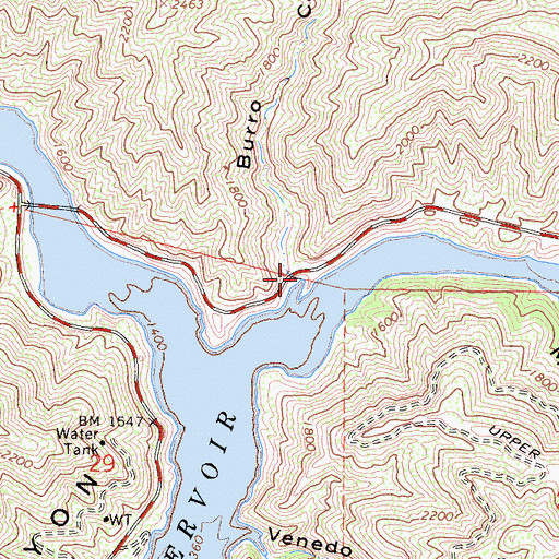 Topographic Map of Burro Canyon, CA