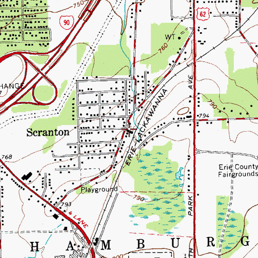 Topographic Map of Scranton Volunteer Fire Company, NY