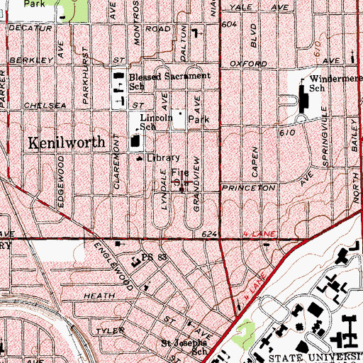 Topographic Map of Kenilworth Fire Company, NY
