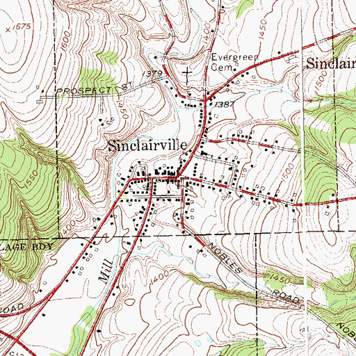 Topographic Map of Sinclairville Volunteer Fire Company 1, NY