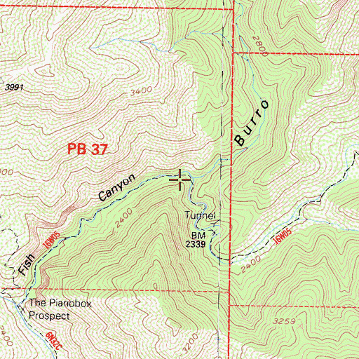 Topographic Map of Burro Canyon, CA