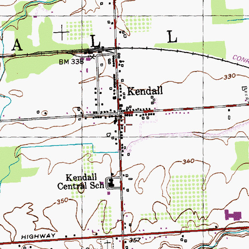 Topographic Map of Kendall Fire Department, NY