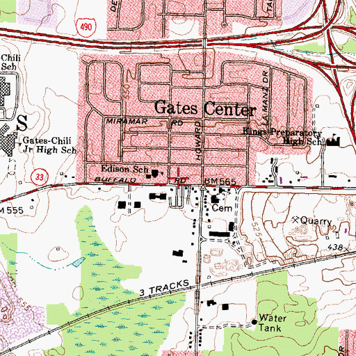 Topographic Map of Gates Ambulance Service, NY