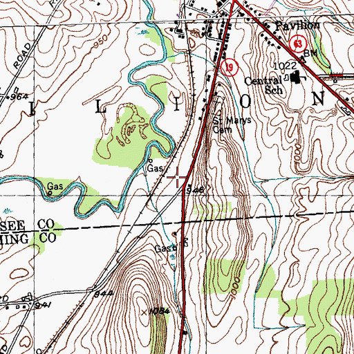 Topographic Map of Pavilion Fire Department, NY